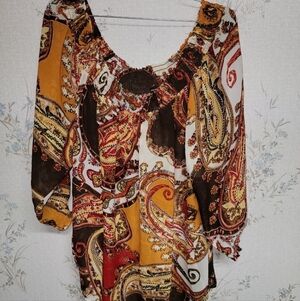 Ladies New Directions 3/4 Length Sleeve Floral Blouse Size Small NWOT